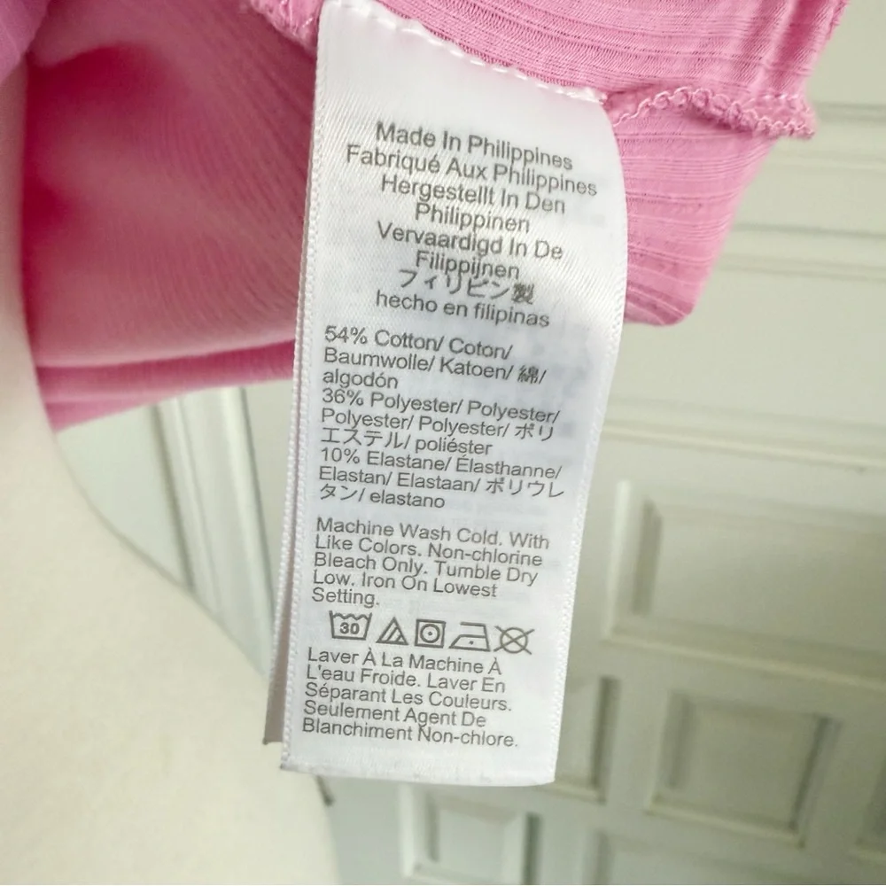 J. Crew Pink Top Ribbed Ruffle Sleeveless Cotton Blend Size Small